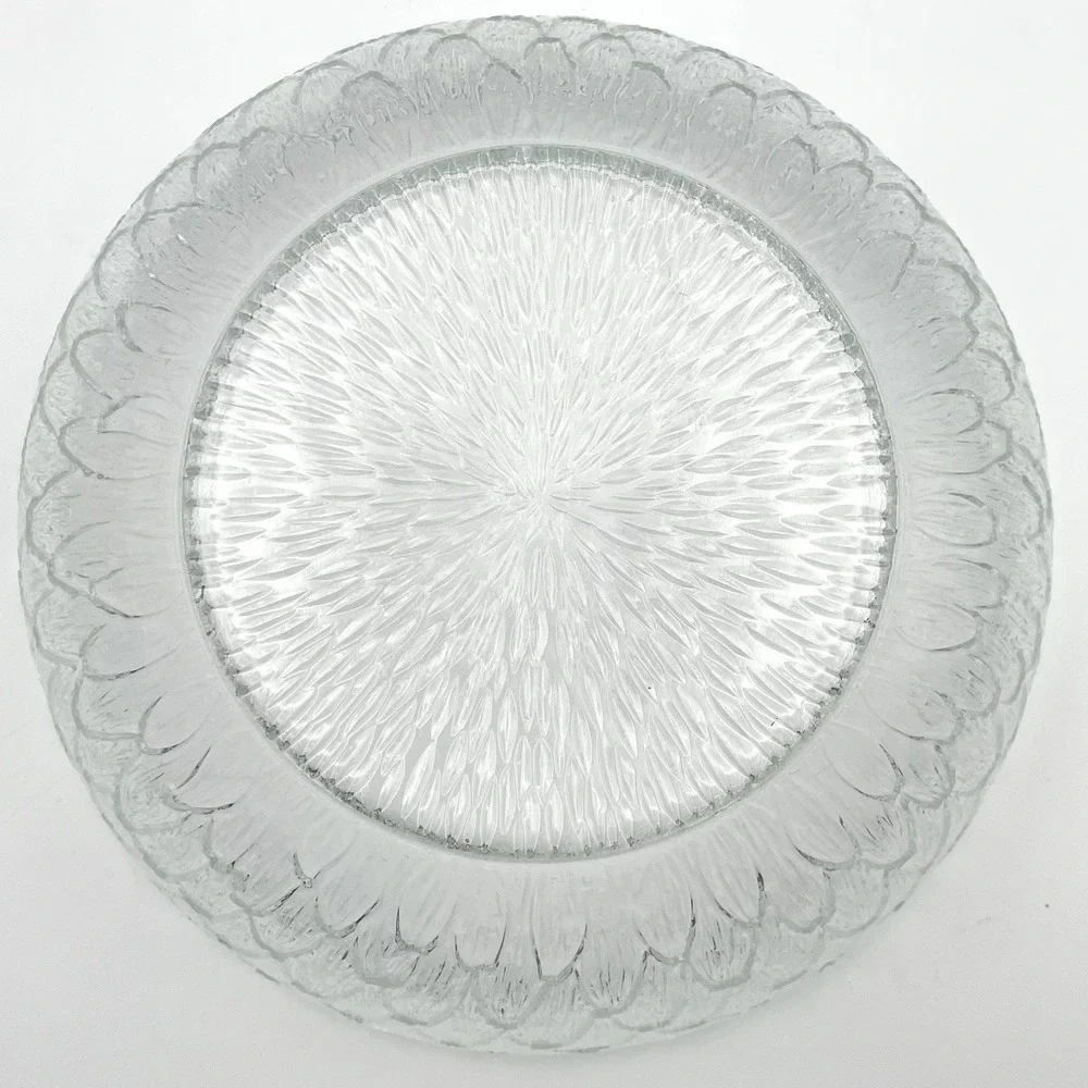 Vintage 1970s Arcoroc Marguerite Clear Glass Sunflower‎ Salad Bowl 10.5